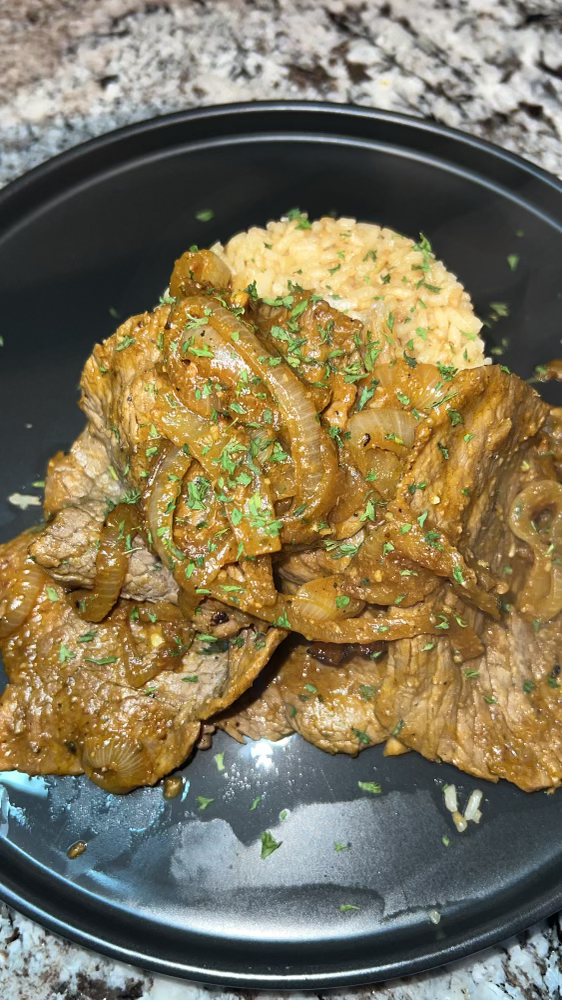 Bistec de Palomilla wcoconut rice (Cuban Thin steak)